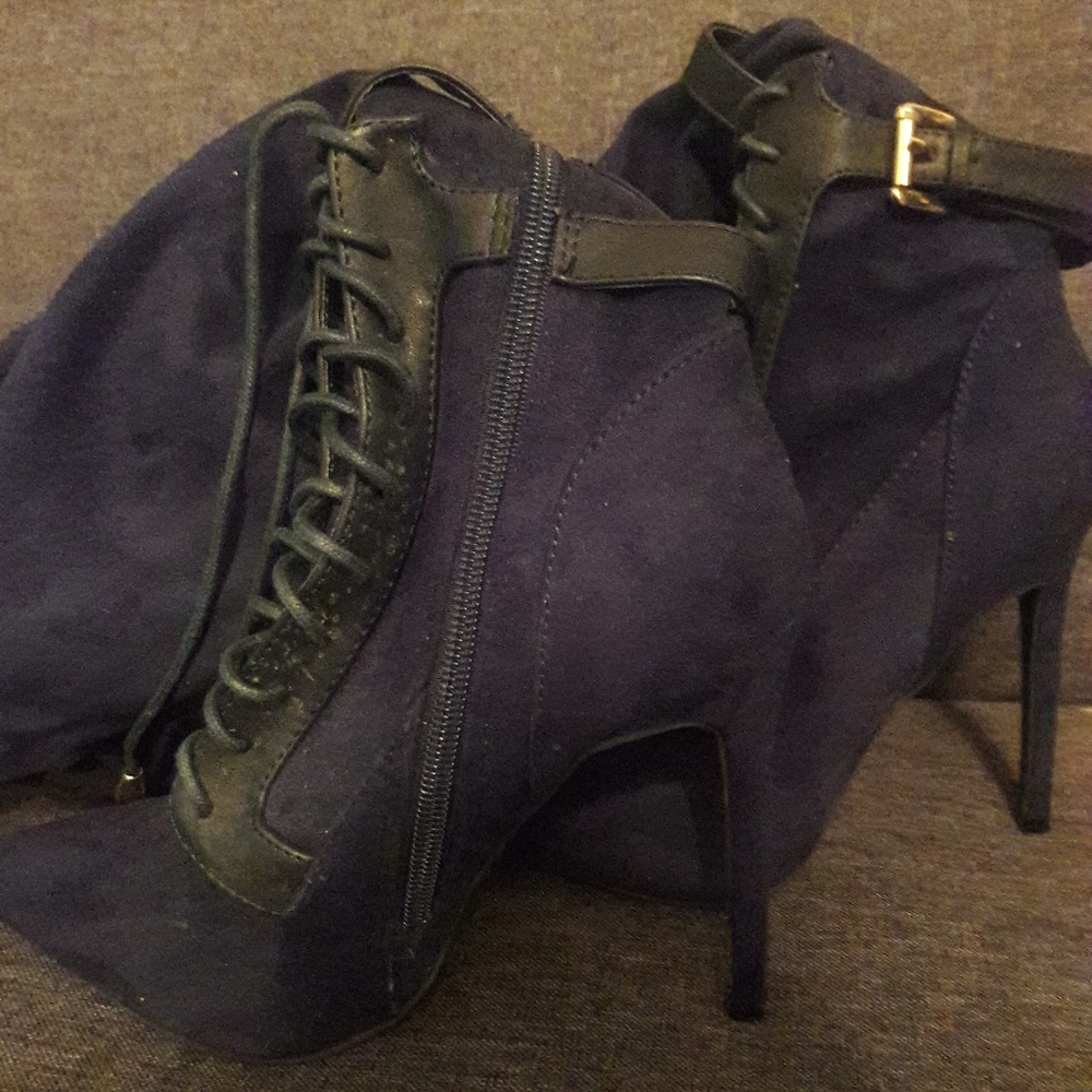 Blue knee boots